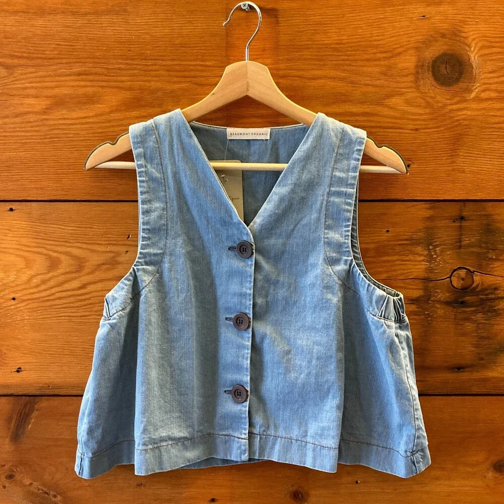 Beaumont Organic Chambray Jovie-Leigh OG Cotton Denim Vest - Size S - 0916VB - Picture 1 of 3